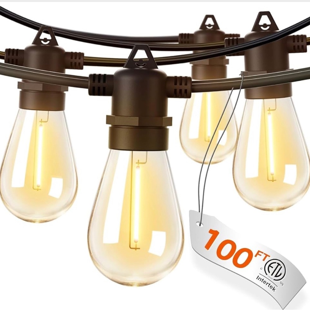 100FT LED Outdoor String Lights Waterproof Patio Lights with 30 Bulbs Brand New!